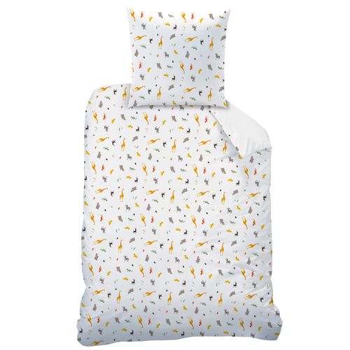 Parure De Lit Imprimée 100% Coton, Disney Home Le Roi Lion Brousse Blanc 140x200+63x63cm