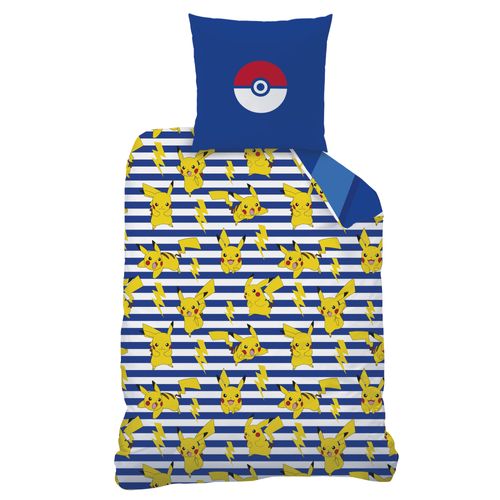 Parure De Lit Imprimée 100% Coton, Pokemon Spike Bleu 140x200+63x63cm