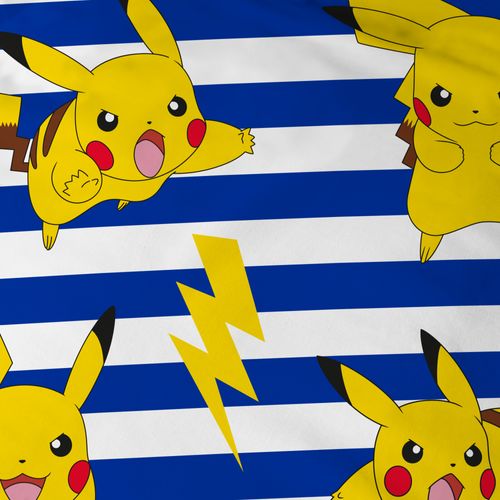 Parure De Lit Imprimée 100% Coton, Pokemon Spike Bleu 140x200+63x63cm