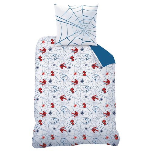 Parure De Lit Imprimée 100% Coton, Spiderman Home Jumping Bleu 140x200+63x63cm