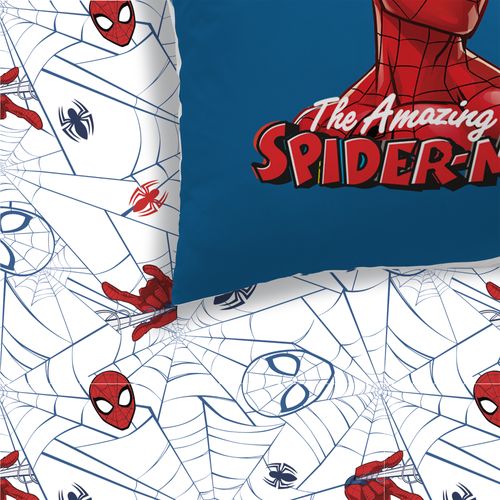 Parure De Lit Imprimée 100% Coton, Spiderman Home Jumping Bleu 140x200+63x63cm