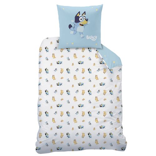 Parure De Lit Imprimée 100% Coton, Bluey Together Bleu 140x200+63x63cm