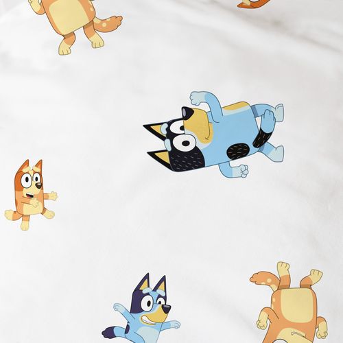 Parure De Lit Imprimée 100% Coton, Bluey Together Bleu 140x200+63x63cm