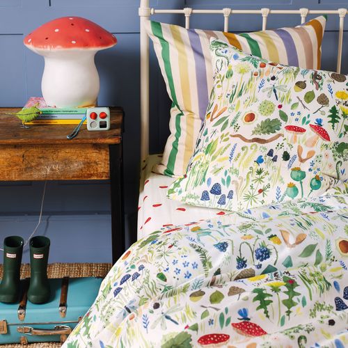 Parure De Lit Imprimée 100% Coton, Wee Blue Bell Faune Et Flore