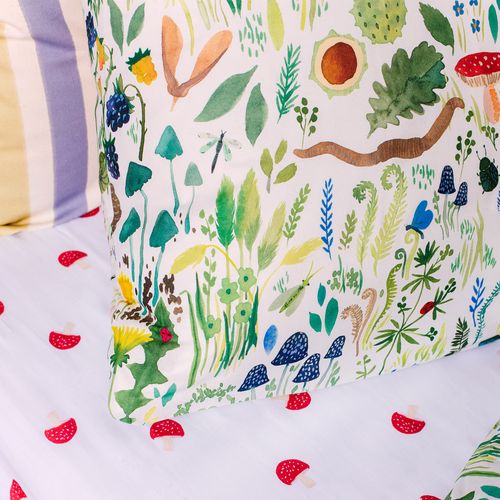 Parure De Lit Imprimée 100% Coton, Wee Blue Bell Faune Et Flore