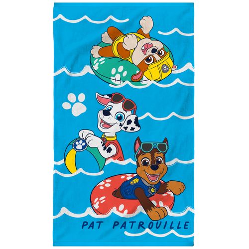 Serviette De Bain Et De Plage Imprimée 100% Coton, Pat Patrouille Water Bleu 70x120cm