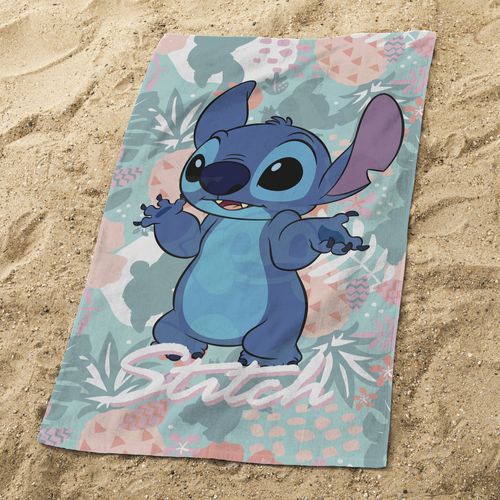 Serviette De Bain Et De Plage Imprimée 100% Coton, Disney Home Stitch Tropics Multicolore 70x120cm
