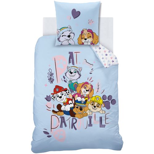 Parure De Lit Imprimée 100% Coton, Pat Patrouille Waf Bleu 140x200+63x63cm