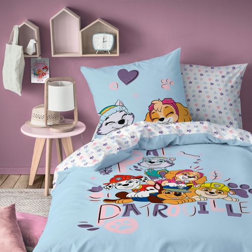 Parure De Lit Imprimée 100% Coton, Pat Patrouille Waf Bleu 140x200+63x63cm