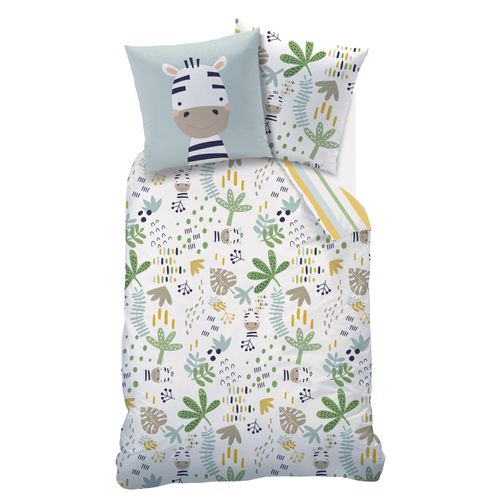 Parure De Lit Imprimée 100% Coton, Jino Blanc 140x200+63x63cm