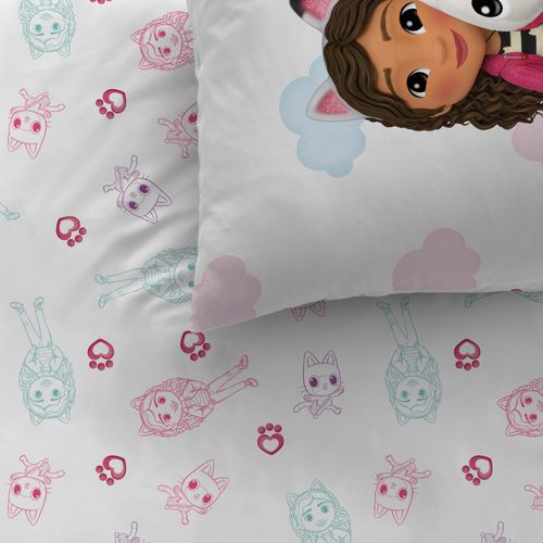 Parure De Lit Imprimée 100% Coton, Gabby Et La Maison Magique World Rose 140x200+63x63cm