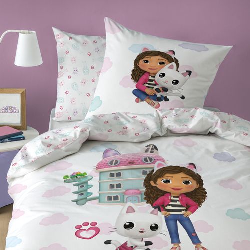 Parure De Lit Imprimée 100% Coton, Gabby Et La Maison Magique World Rose 140x200+63x63cm