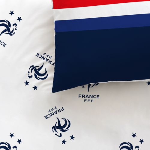 Parure De Lit Imprimée 100% Coton, Fff Rayures Bleu 140x200+63x63cm