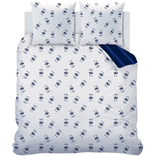 Parure De Lit Imprimée 100% Coton, Fff Rayures Bleu 240x220+2x63x63cm