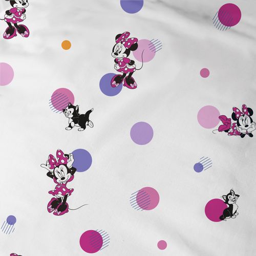 Parure De Lit Imprimée 100% Coton, Disney Home Minnie Jolie Rose 140x200+63x63cm