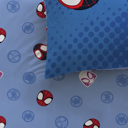 Parure De Lit Imprimée 100% Coton, Spidey Little Bleu 140x200+63x63cm