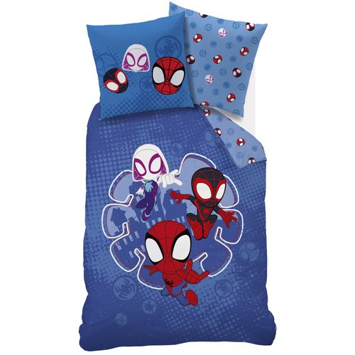 Parure De Lit Imprimée 100% Coton, Spidey Little Bleu 140x200+63x63cm