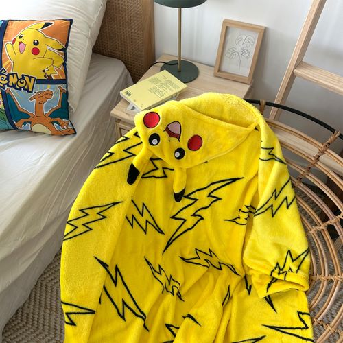 Cape Plaid Imprimée 100% Polyester, Pokémon Éclair Jaune 120x125cm