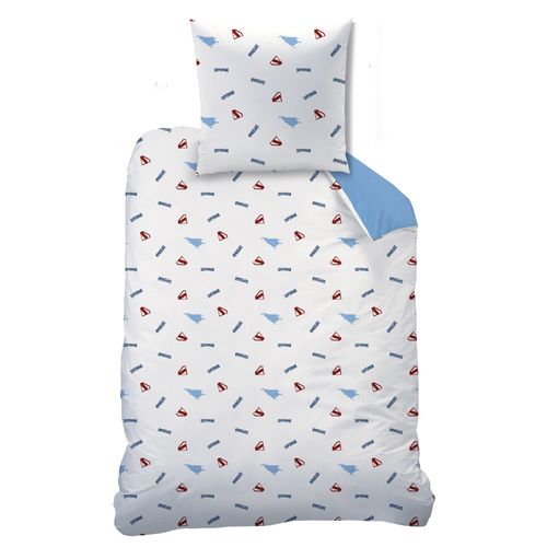 Parure De Lit Imprimée 100% Coton, Superman Man Bleu/rouge 140x200+63x63cm