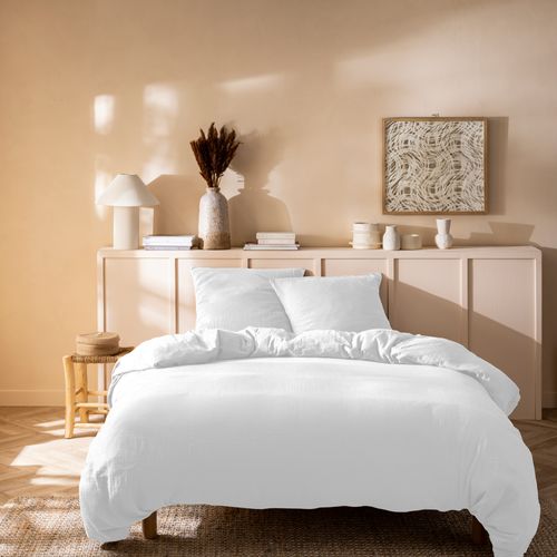Housse De Couette Unie En Coton, Gaze De Coton Blanc 140x200cm