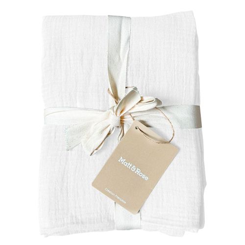 Set De 2 Taies D'oreiller Unies En Coton, Gaze De Coton Blanc 50x70cm