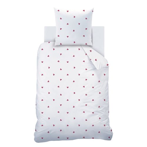 Parure De Lit Imprimée En Gaze De Coton, Coeur Blanc 140x200+63x63cm