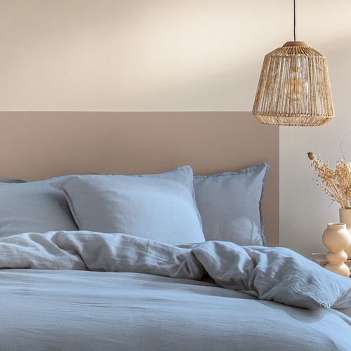 Set De 2 Taies D'oreiller Unies En Lin, Passion Lin Bleu Orage 50x70cm - Lot De 2