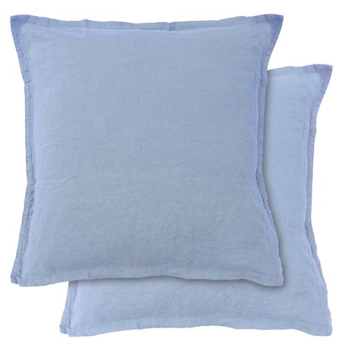 Set De 2 Taies D'oreiller Unies En Lin, Passion Lin Bleu Orage 50x70cm - Lot De 2