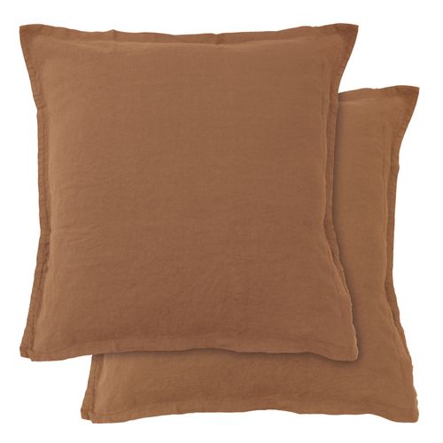 Set De 2 Taies D'oreiller Unies En Lin, Passion Lin Ecorce 50x70cm - Lot De 2
