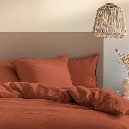 Set De 2 Taies D'oreiller Unies En Lin, Passion Lin Sienne 50x70cm - Lot De 2