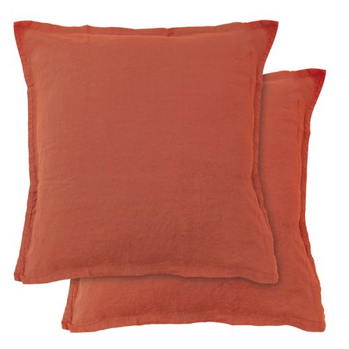 Set De 2 Taies D'oreiller Unies En Lin, Passion Lin Sienne 65x65cm - Lot De 2