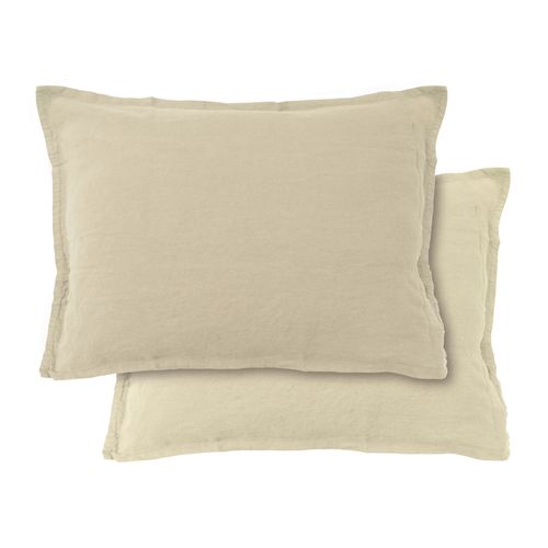 Set De 2 Taies D'oreiller Unies En Lin, Passion Lin Ivoire 65x65cm - Lot De 2