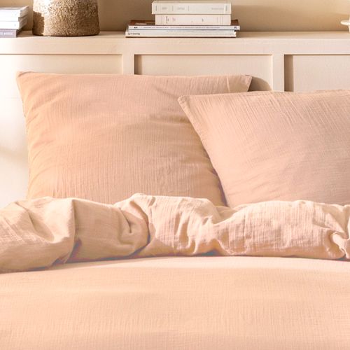 Set De 2 Taies D'oreiller Unies En Coton, Gaze De Coton Nude 65x65cm