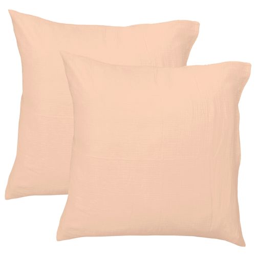 Set De 2 Taies D'oreiller Unies En Coton, Gaze De Coton Nude 65x65cm