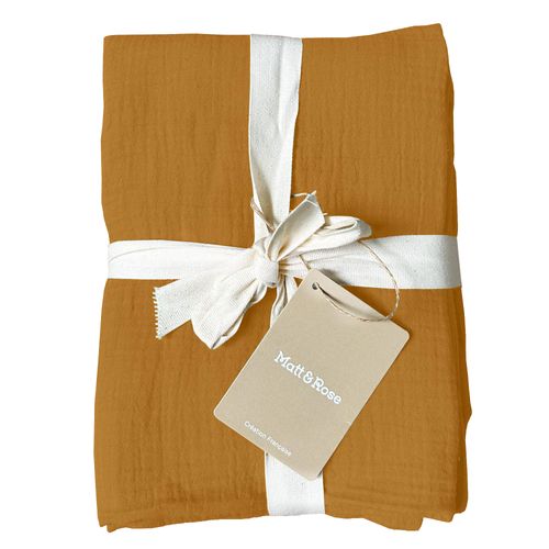 Set De 2 Taies D'oreiller Unies En Coton, Gaze De Coton Caramel 65x65cm