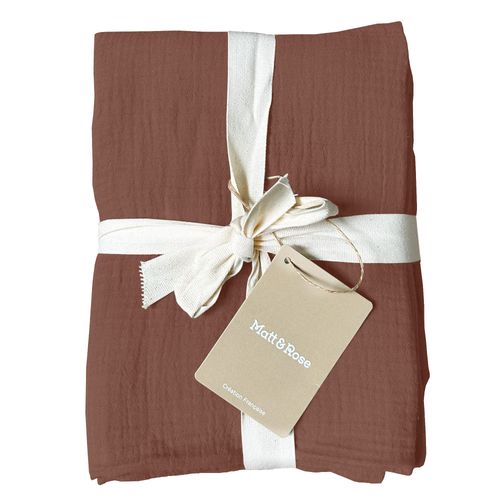 Set De 2 Taies D'oreiller Unies En Coton, Gaze De Coton Chocolat 65x65cm