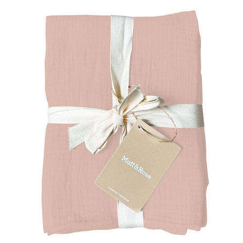 Set De 2 Taies D'oreiller Unies En Coton, Gaze De Coton Rose 50x70cm