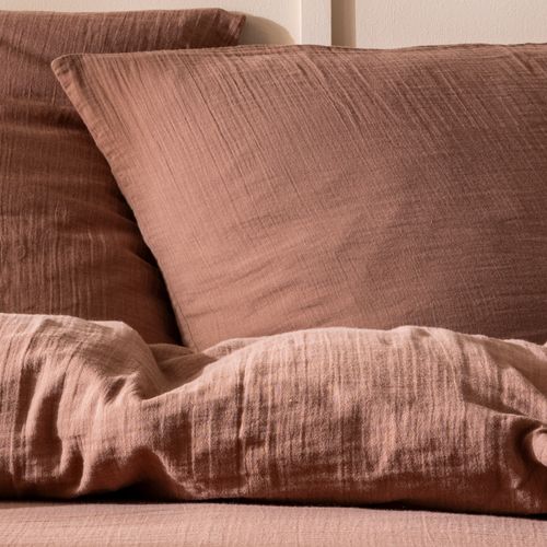 Set De 2 Taies D'oreiller Unies En Coton, Gaze De Coton Chocolat 50x70cm