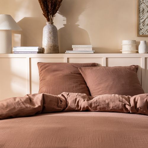 Parure De Lit Unie En Coton Taies Rectangle, Gaze De Coton 240x220+2x50x70cm