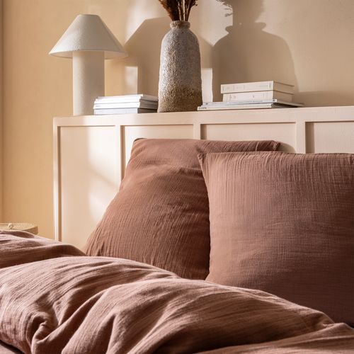 Parure De Lit Unie En Coton Taies Rectangle, Gaze De Coton 240x220+2x50x70cm