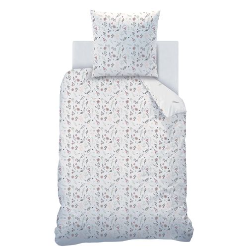 Parure De Lit Imprimée 100% Coton, Attrape Coeur Blanc 200x200+2x65x65cm