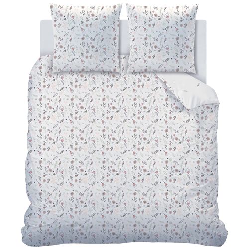Parure De Lit Imprimée 100% Coton, Attrape Coeur Blanc 200x200+2x65x65cm