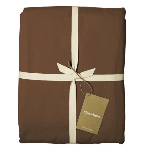 Drap-housse Uni En Coton, Coton Lavé Chocolat 140x190/200cm - Bonnet 30cm