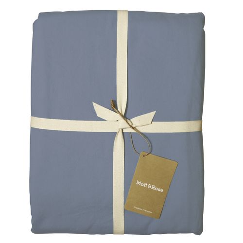 Drap-housse Uni En Coton, Coton Lavé Bleu Orage 140x190/200cm - Bonnet 30cm