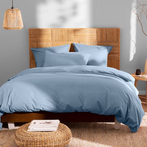 Parure De Lit Unie En Coton Taies Carrées à Volant, Coton Lavé