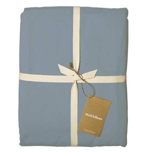 Set De 2 Taies D'oreiller Unies à Volant, Coton Lavé Bleu Orage 50x70cm