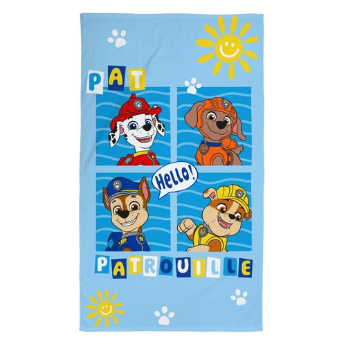 Serviette De Bain Et De Plage Imprimée 100% Coton, Pat Patrouille Enjoy Bleu 70x120cm