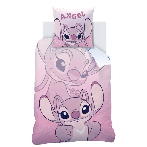 Parure De Lit Imprimée Réversible 100% Coton, Disney Home Stitch Magic Duo Rose 140x200+63x63cm