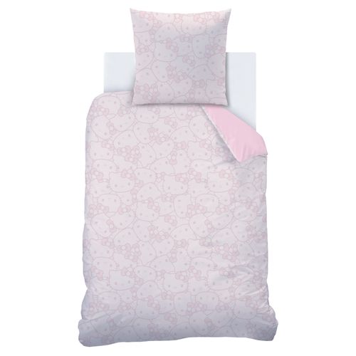 Parure De Lit Imprimée 100% Coton, Hello Kitty Cute Rose 140x200+63x63cm