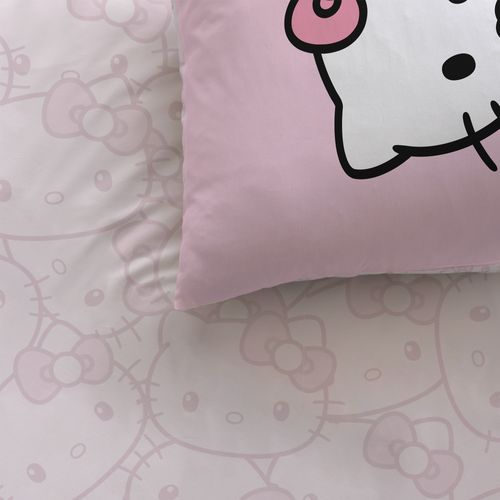Parure De Lit Imprimée 100% Coton, Hello Kitty Cute Rose 140x200+63x63cm